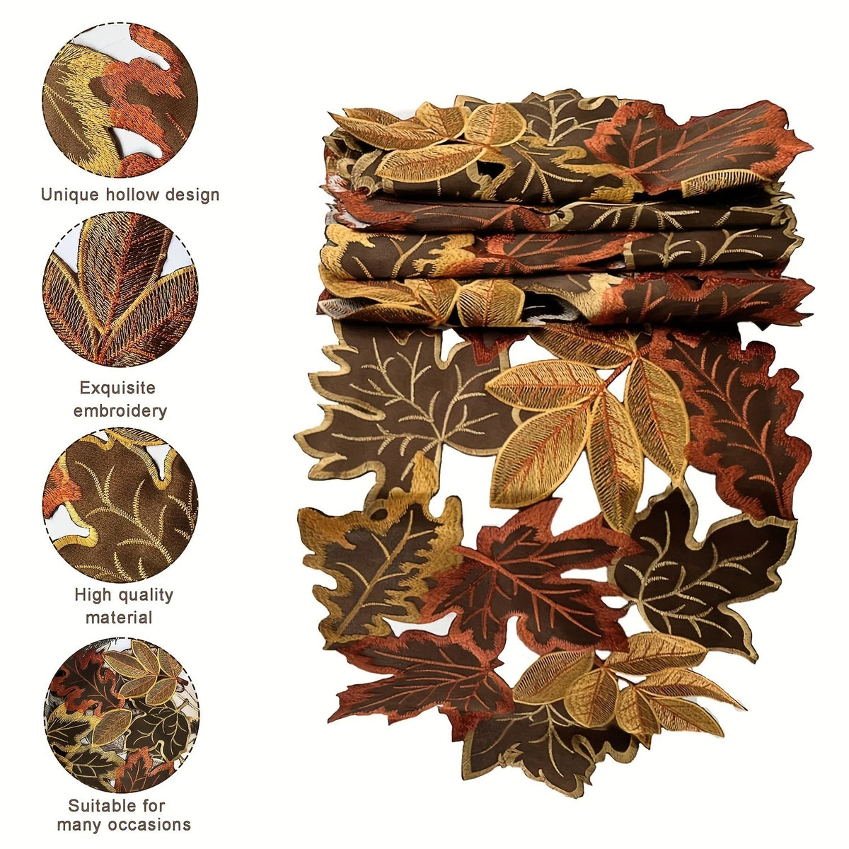 Embroidered Maple Leaf Table Runner