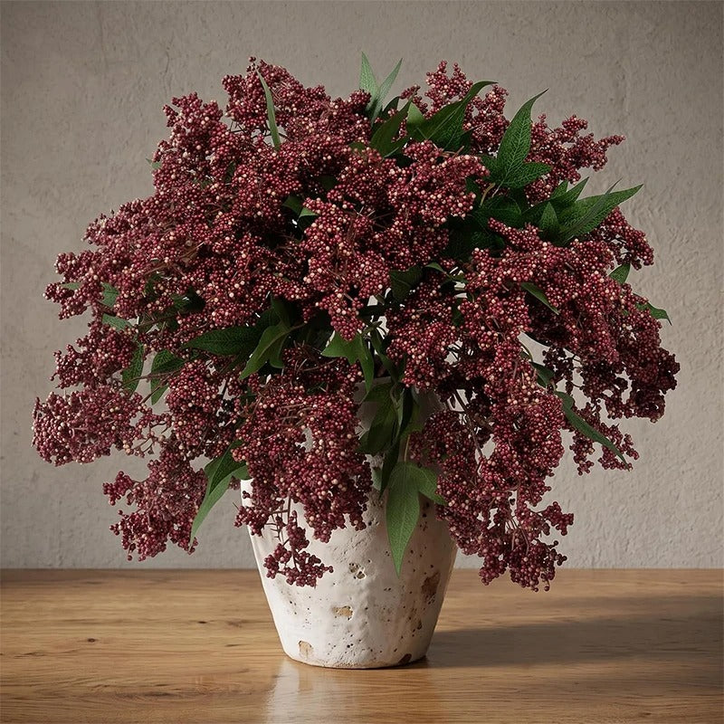 Burgundy Berry Branches — Set of 6
