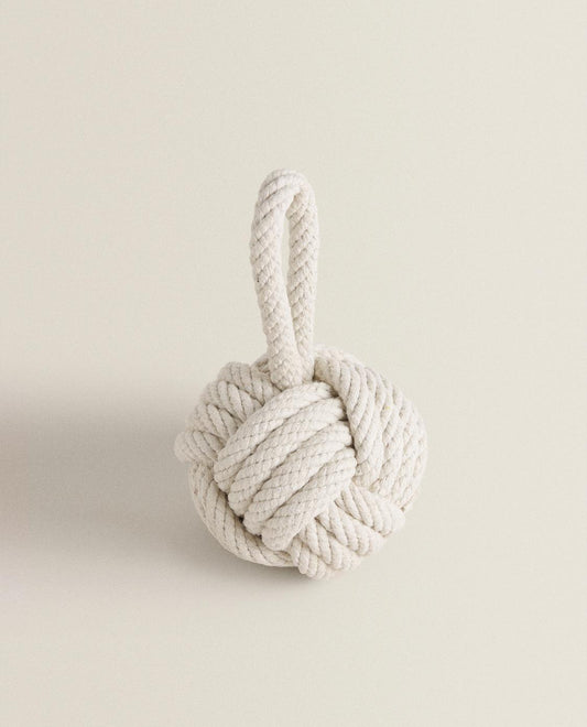 Woven Knot Doorstop – Beige