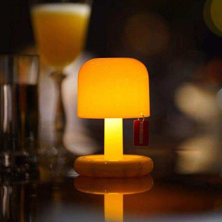 Mini Ambient Mushroom Light – rechargeable touch lamp in warm orange – STUDIO GONKA