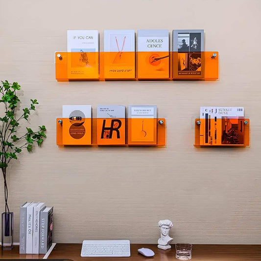 Floating acrylic magazine holder wall rack in bold colors – STUDIO GONKA