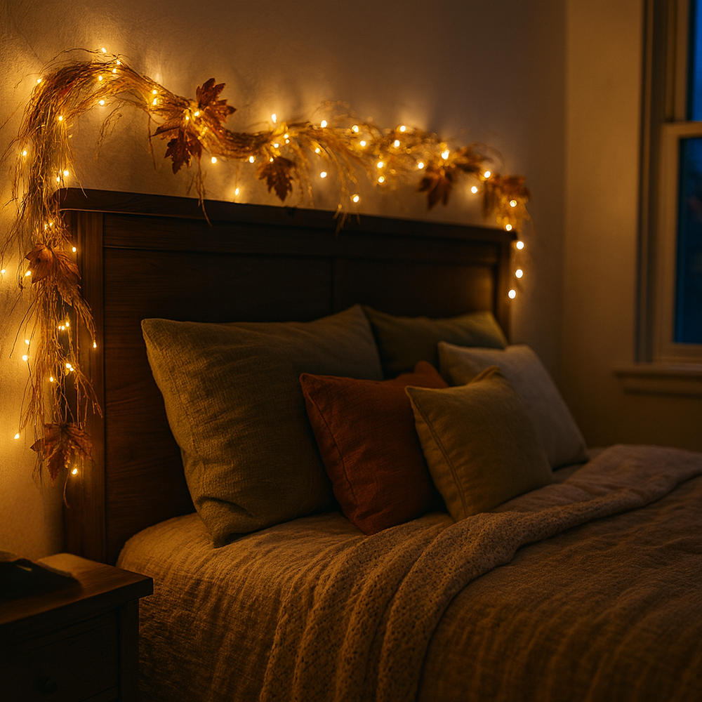 Lighted Maple Leaf Fall Garland