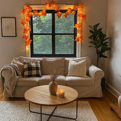 Lighted Maple Leaf Fall Garland