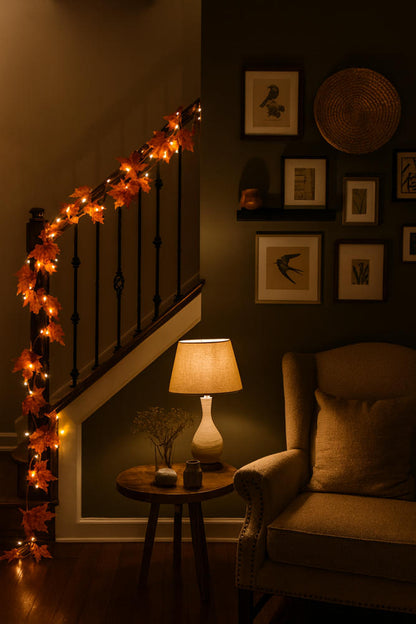 Lighted Maple Leaf Fall Garland