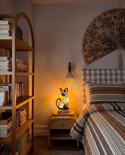 LumiCat Stained-Glass-Effect Lamp