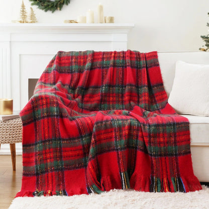 Faux Mohair Plaid Throw