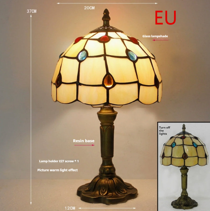 Tiffany-style stained glass table lamp with mosaic shade – STUDIO GONKA