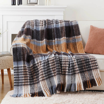 Faux Mohair Plaid Throw