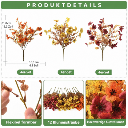 Artificial Fall Flower Branches — Set of 4