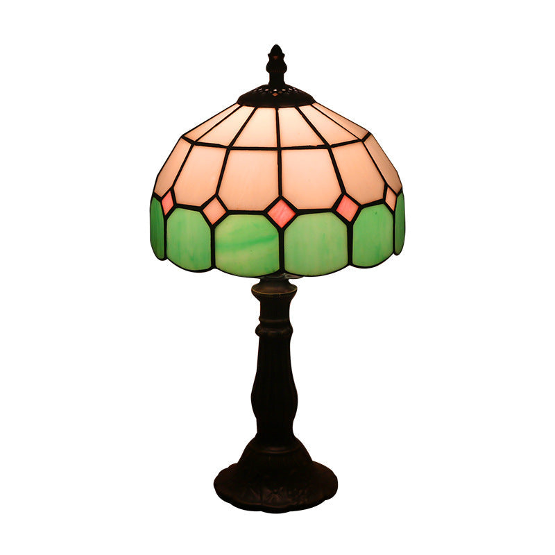 Tiffany-style stained glass table lamp with mosaic shade – STUDIO GONKA