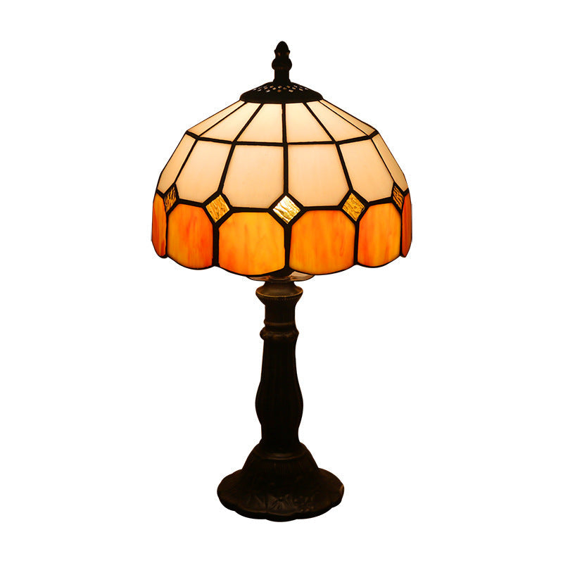 Tiffany-style stained glass table lamp with mosaic shade – STUDIO GONKA