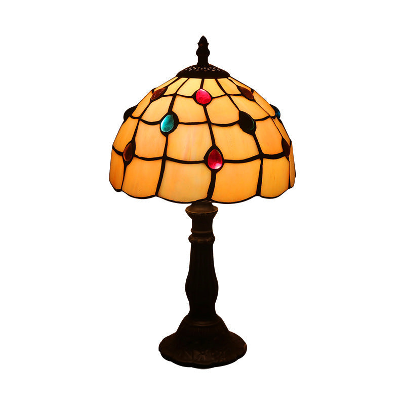 Tiffany-style stained glass table lamp with mosaic shade – STUDIO GONKA