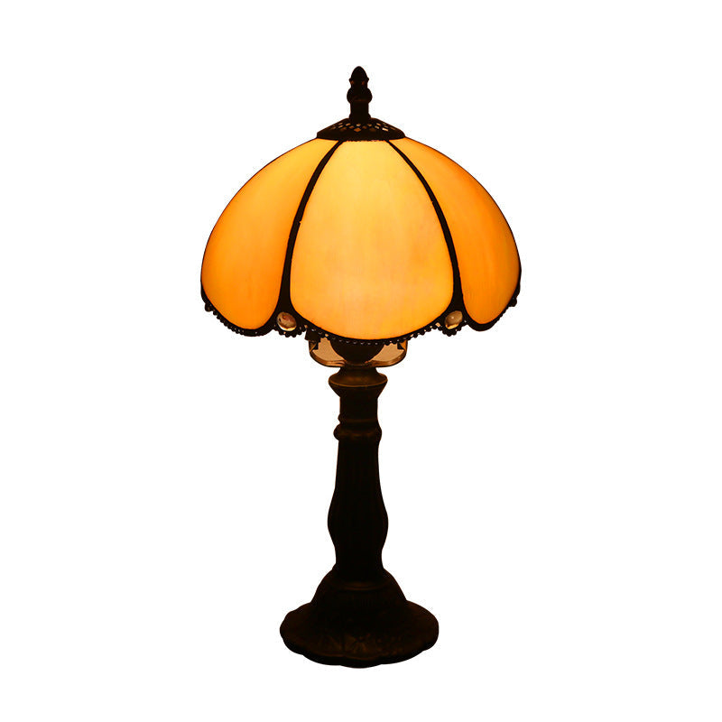 Tiffany-style stained glass table lamp with mosaic shade – STUDIO GONKA