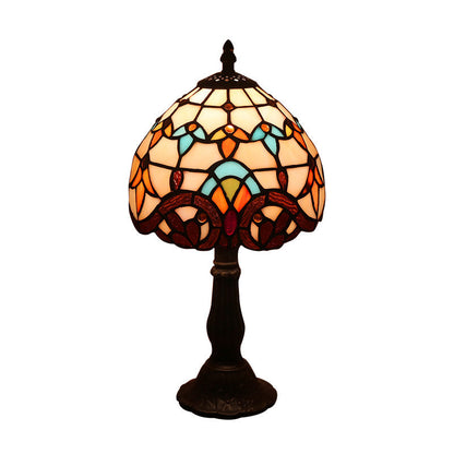 Tiffany-style stained glass table lamp with mosaic shade – STUDIO GONKA