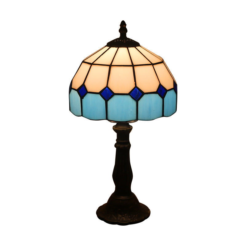 Tiffany-style stained glass table lamp with mosaic shade – STUDIO GONKA