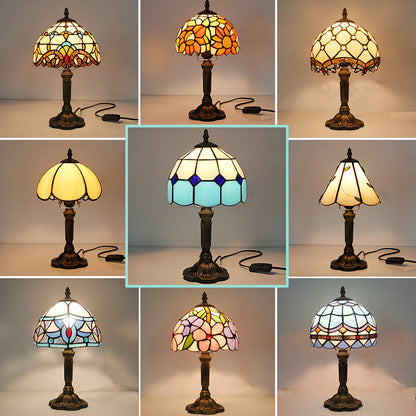 Tiffany-style stained glass table lamp with mosaic shade – STUDIO GONKA