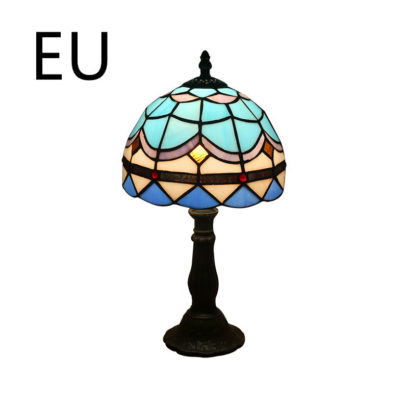 Tiffany-style stained glass table lamp with mosaic shade – STUDIO GONKA