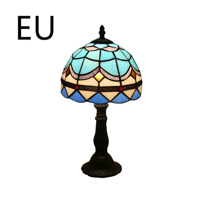 Tiffany-style stained glass table lamp with mosaic shade – STUDIO GONKA