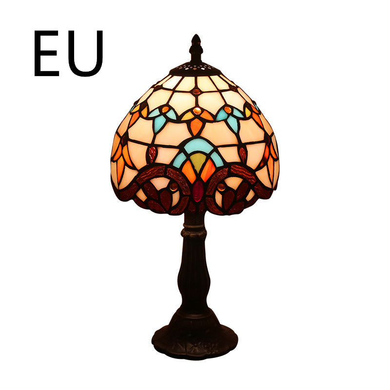 Tiffany-style stained glass table lamp with mosaic shade – STUDIO GONKA