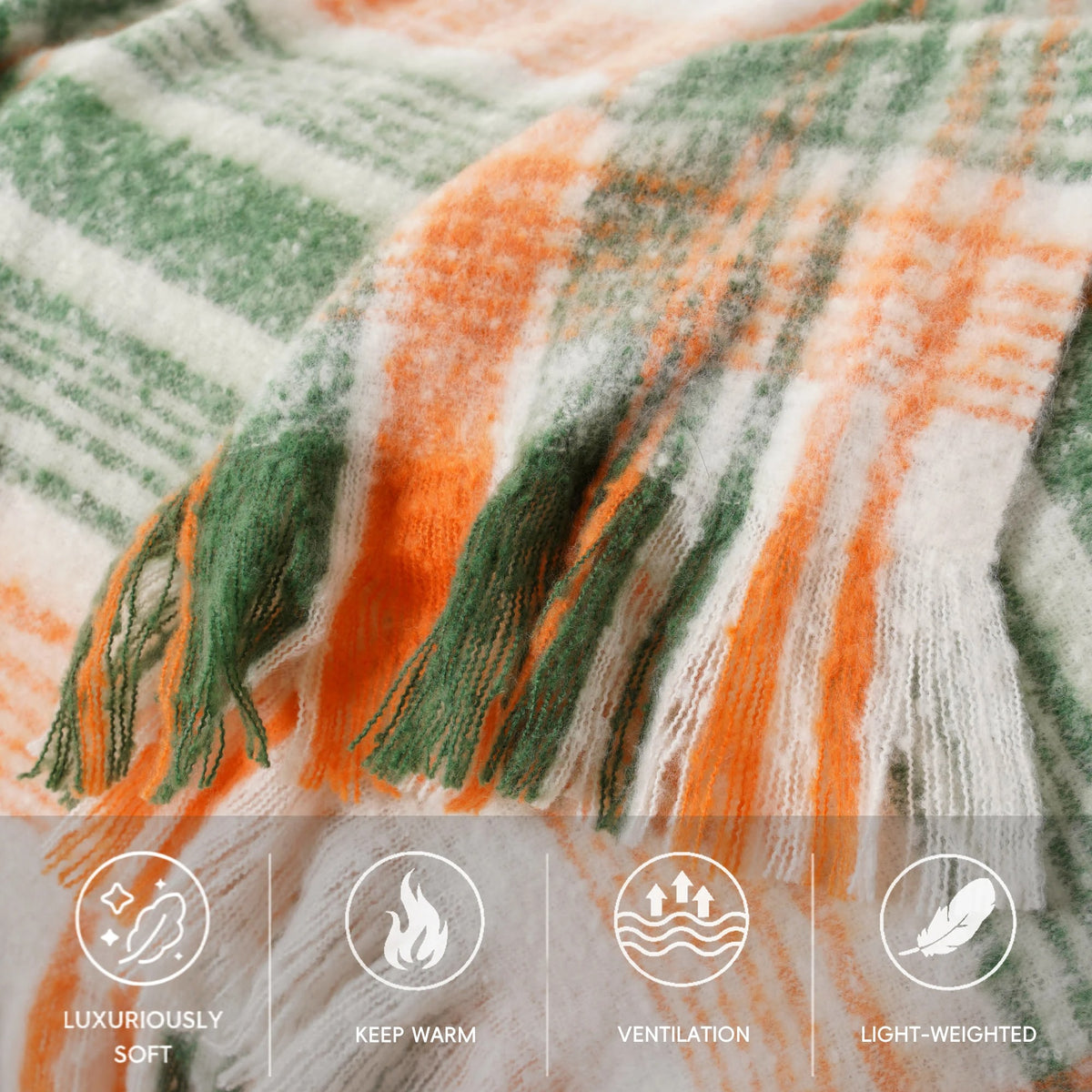 Faux Mohair Plaid Throw