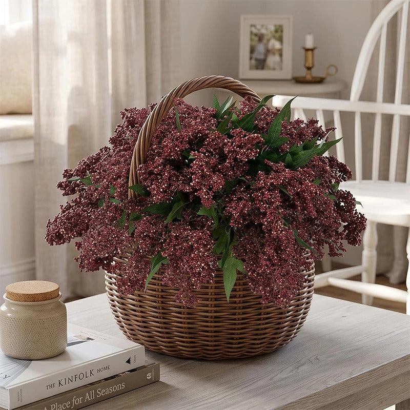 Burgundy Berry Branches — Set of 6