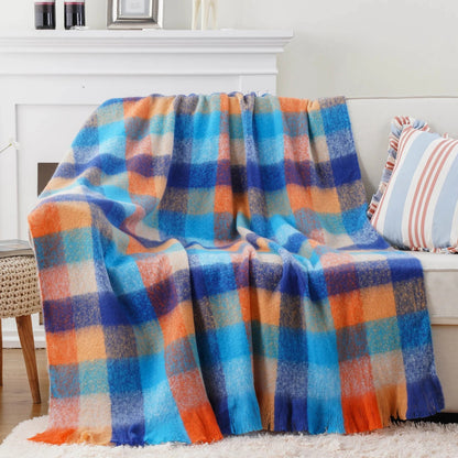 Faux Mohair Plaid Throw