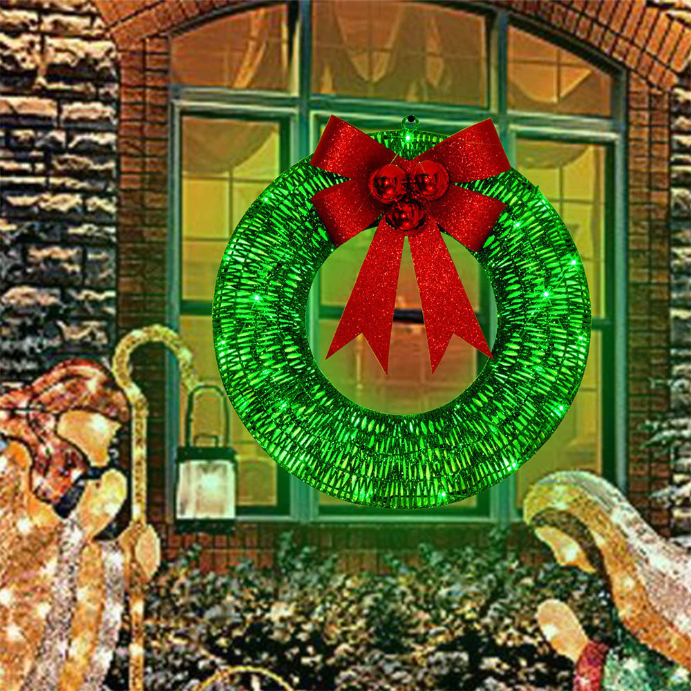 Lighted Christmas Wreath with Oversized Bow — 19.7 in
