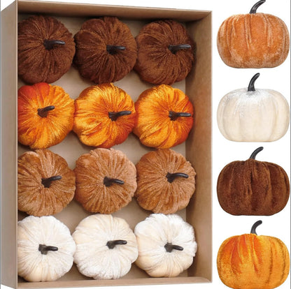 Velvet Harvest Pumpkins — Set of 12 Random Mix
