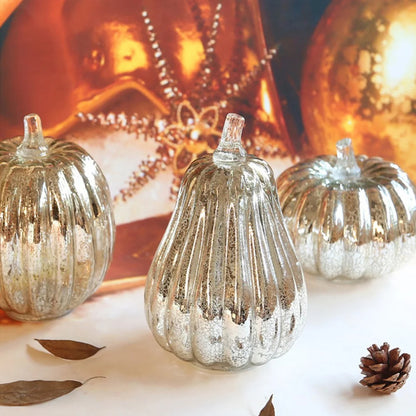 Amber Glow Glass Pumpkin
