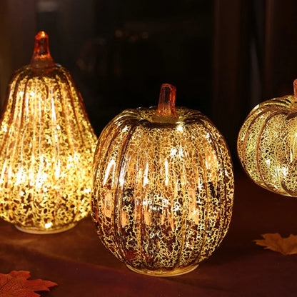 Amber Glow Glass Pumpkin