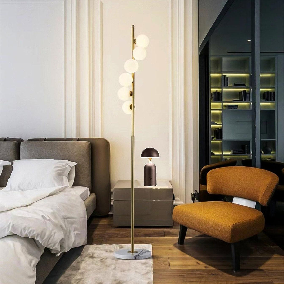 Six-Light Gold Floor Lamp