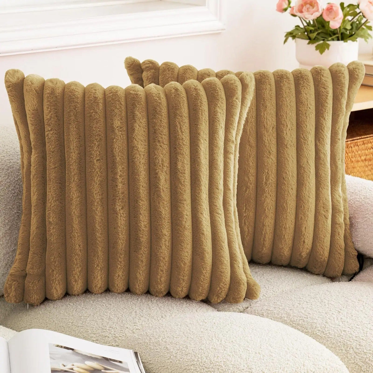 Soft Rib Plush Pillow Cover