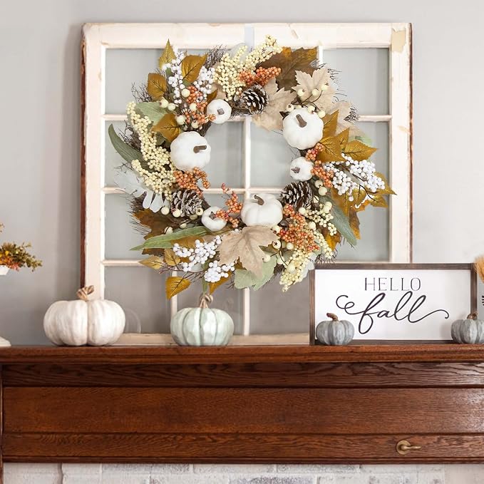 Ivory Harvest Pumpkin Wreath