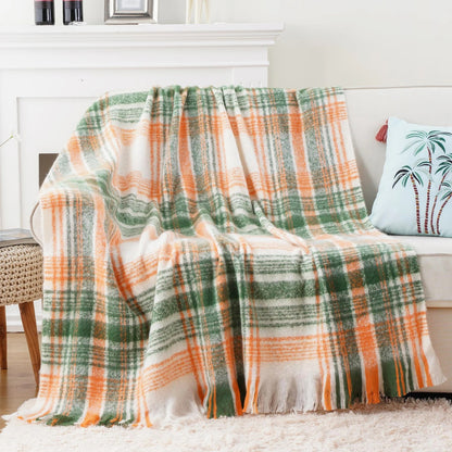 Faux Mohair Plaid Throw