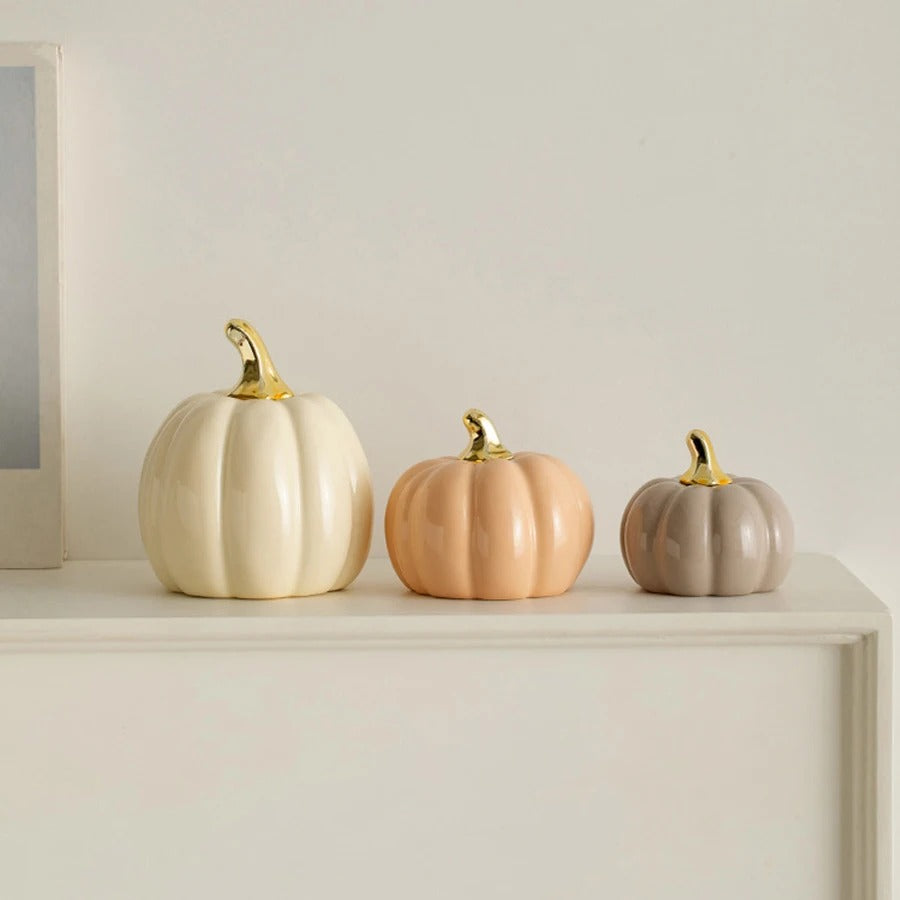 Matte Ceramic Pumpkins — Set of 3
