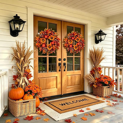 Sunflower & Pumpkin Fall Wreath — 24 in