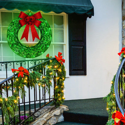 Lighted Christmas Wreath with Oversized Bow — 19.7 in
