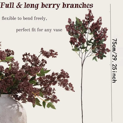Burgundy Berry Branches — Set of 6
