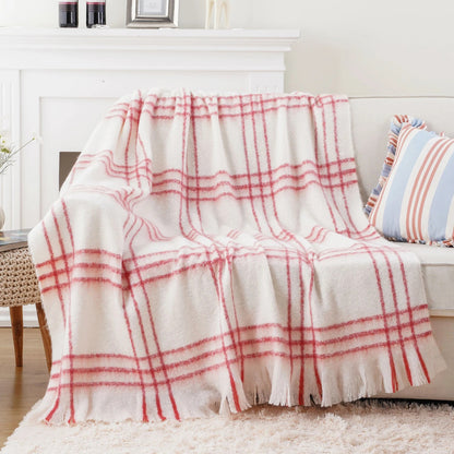 Faux Mohair Plaid Throw