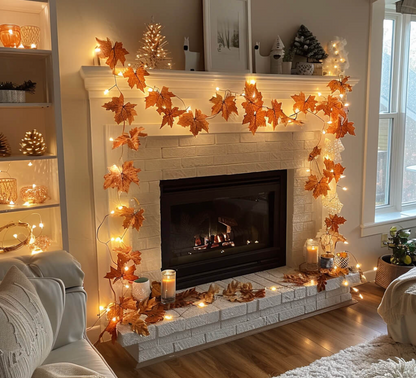 Lighted Maple Leaf Fall Garland