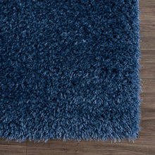 Faina Solid Dark Blue Shag Washable Area Rug - Clearance