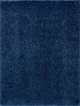 Faina Solid Dark Blue Shag Washable Area Rug - Clearance