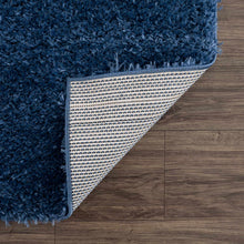 Faina Solid Dark Blue Shag Washable Area Rug - Clearance