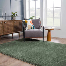 Faina Solid Green Shag Washable Area Rug - Clearance