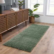 Faina Solid Green Shag Washable Area Rug - Clearance