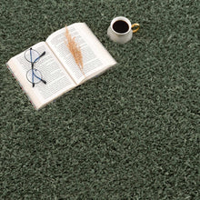 Faina Solid Green Shag Washable Area Rug - Clearance