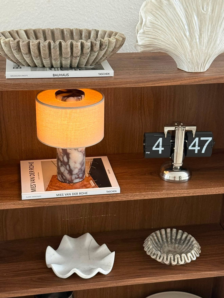 Marmora Marble Table Lamp with natural Calacatta marble base – STUDIO GONKA