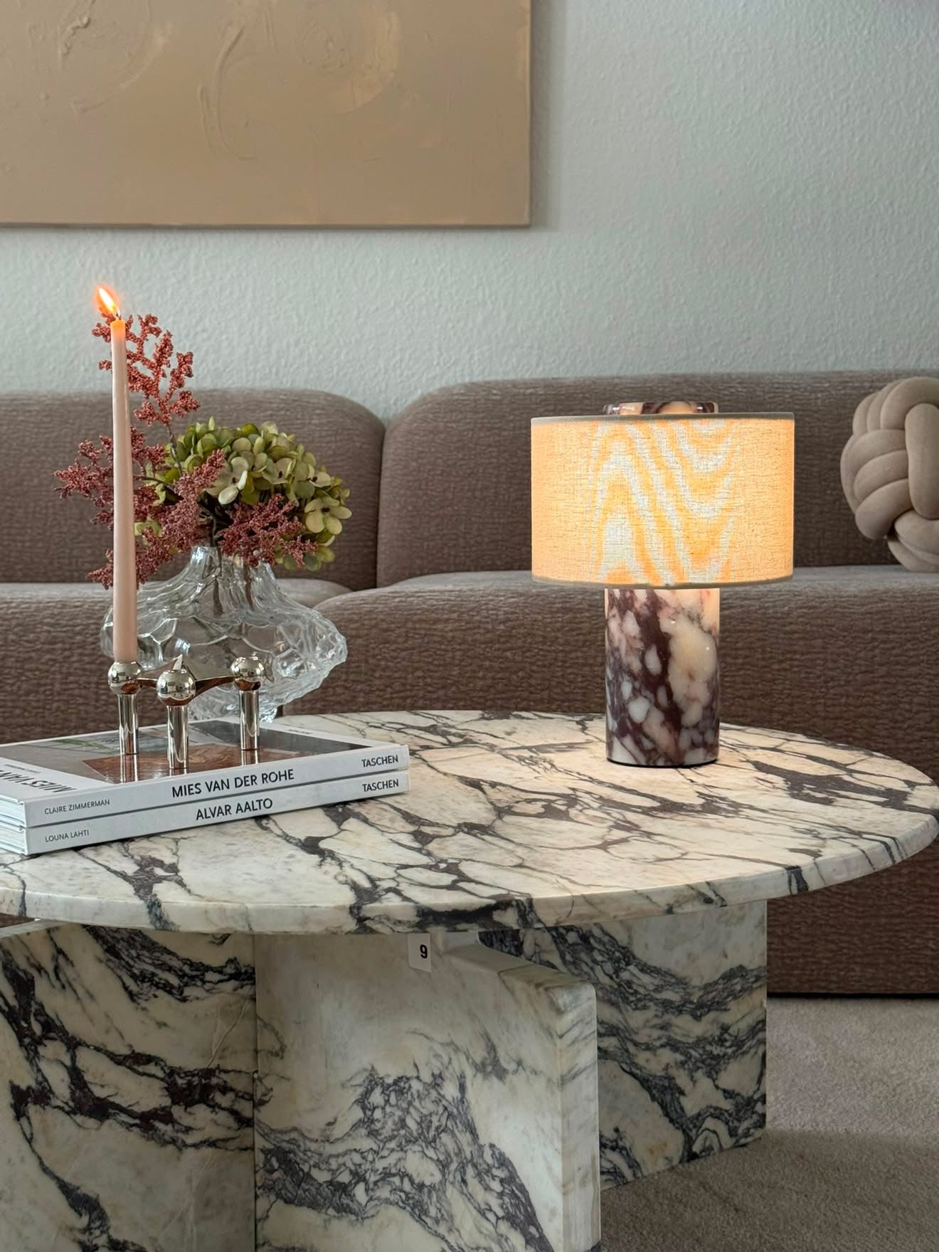 Marmora Marble Table Lamp with natural Calacatta marble base – STUDIO GONKA