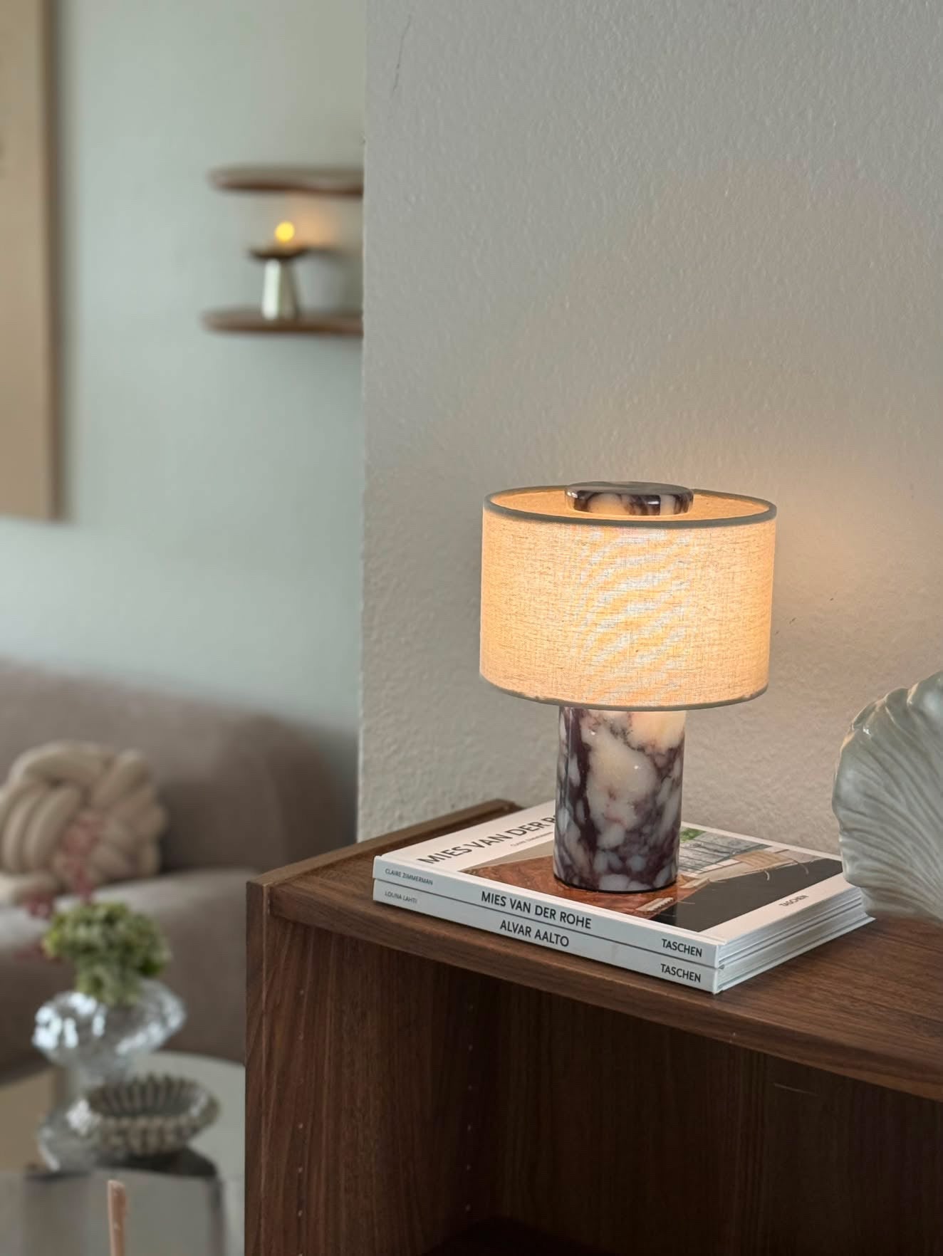 Marmora Marble Table Lamp with natural Calacatta marble base – STUDIO GONKA
