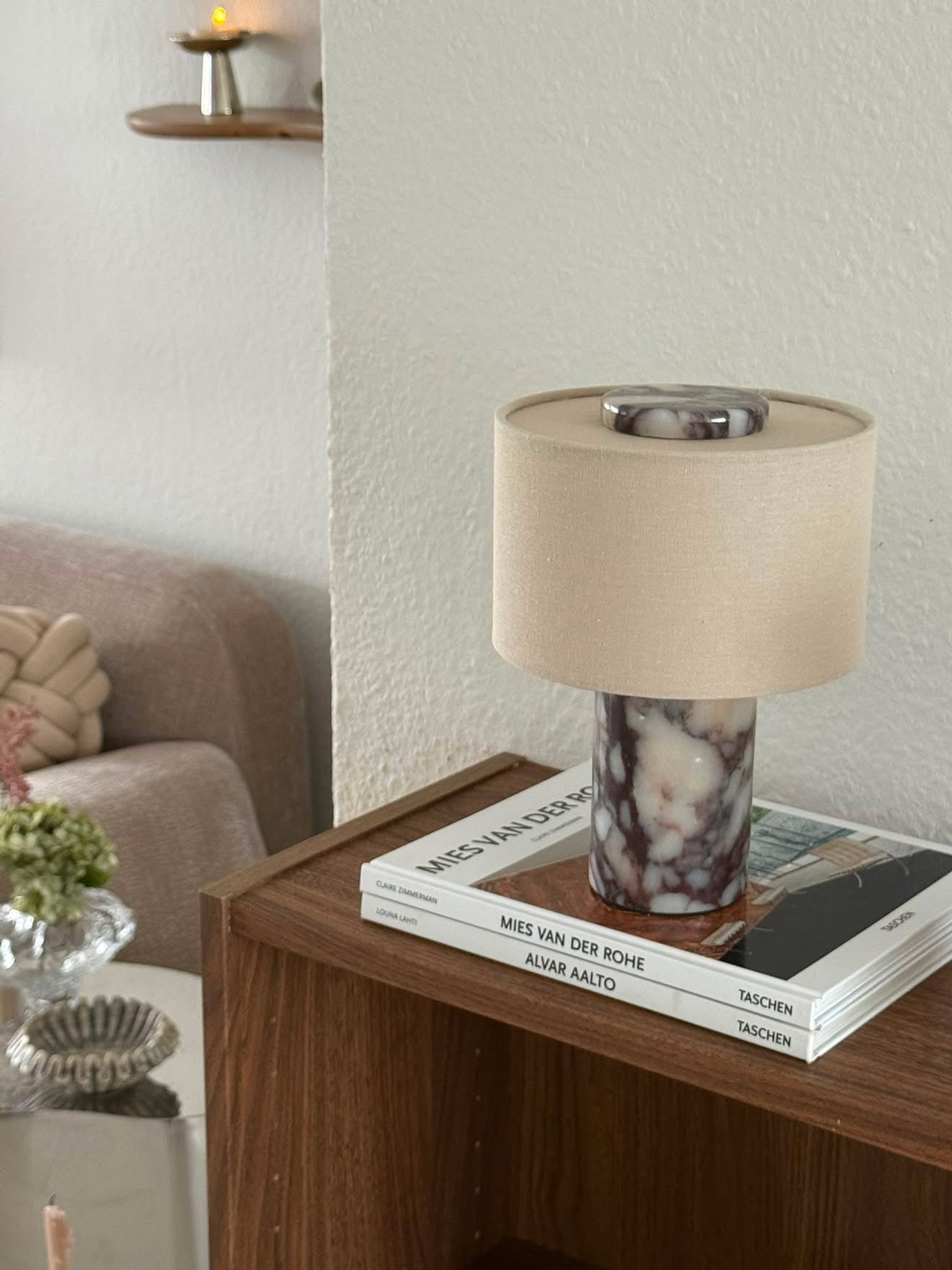 Marmora Marble Table Lamp with natural Calacatta marble base – STUDIO GONKA